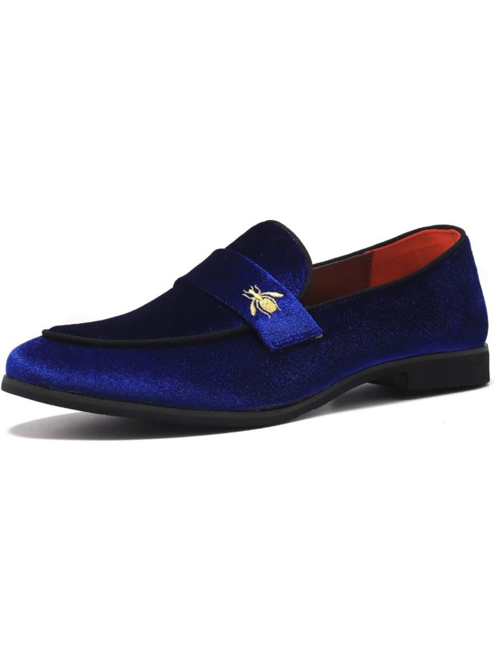 Men's Blue3 Velvet Penny Loafers Metal Buckle Slip On Luxury Suede Formal Shoes